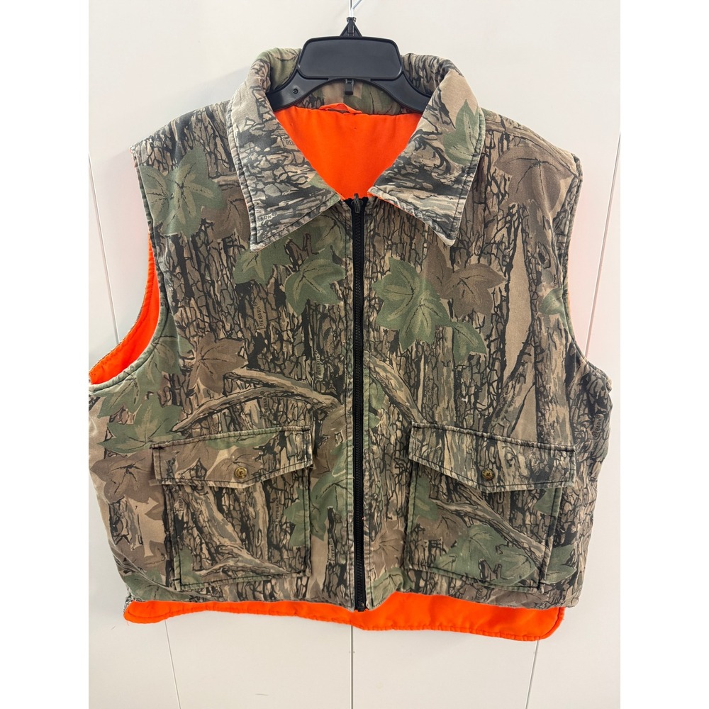 Winchester Conceal Reversible Hunting Vest XL Trebark Camo Blaze Orange Mens